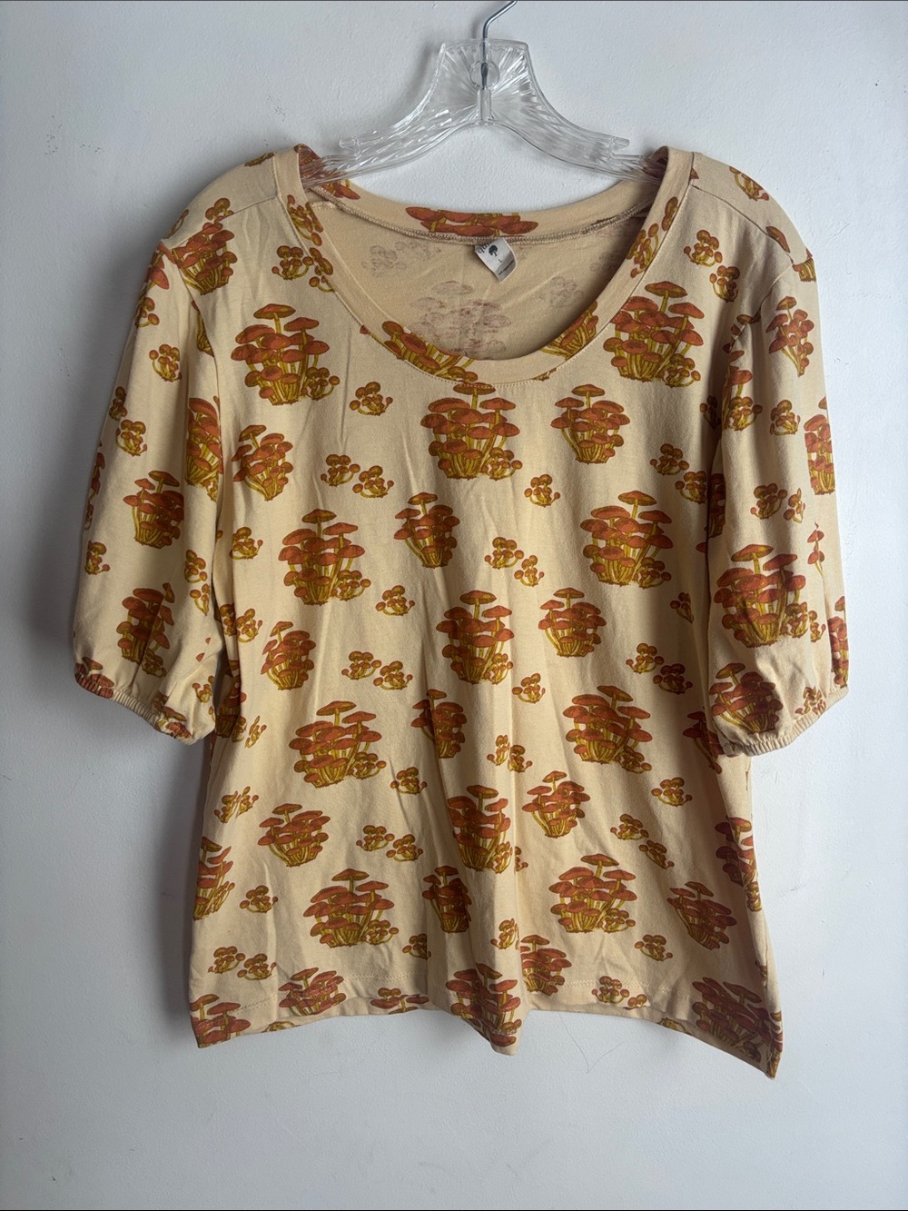 kate quinn | Organic Cotton Mushroom Puff-Sleeve Tee Sz L